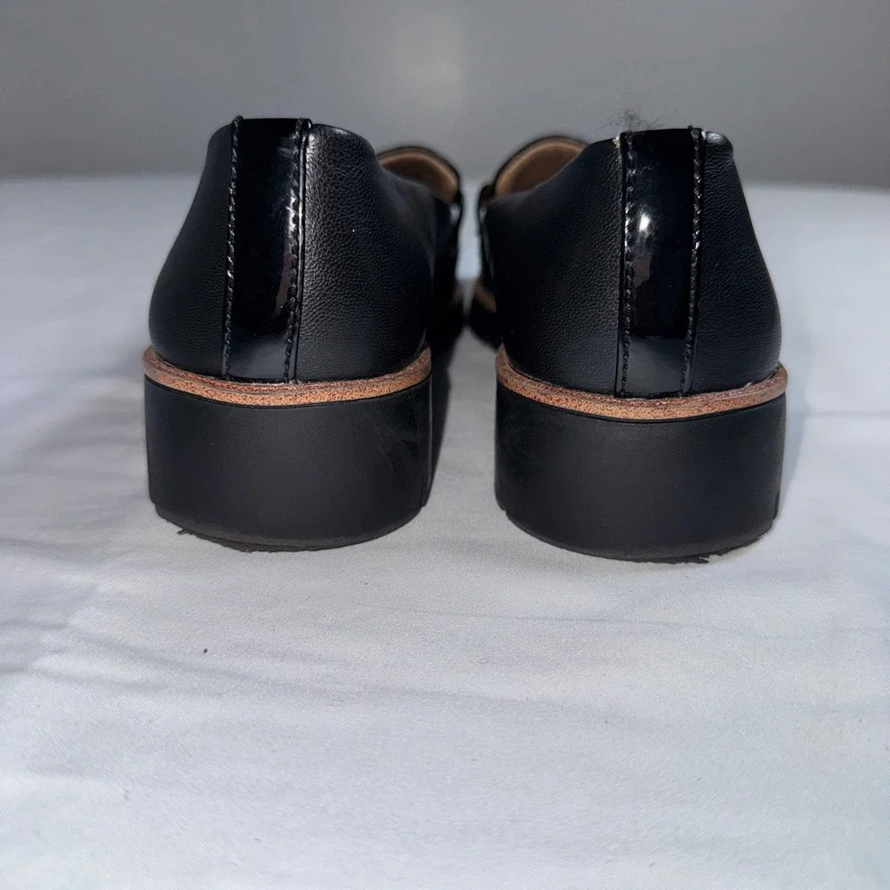 LifeStride Optimist Black Loafers Tortoise Chain Wedge Platform Shoes Womens 9M